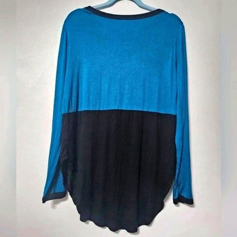 Shiela Rose Teal Black Colorblock Long Sleeve Tunic Top Womens Size L NWT - Picture 2 of 4